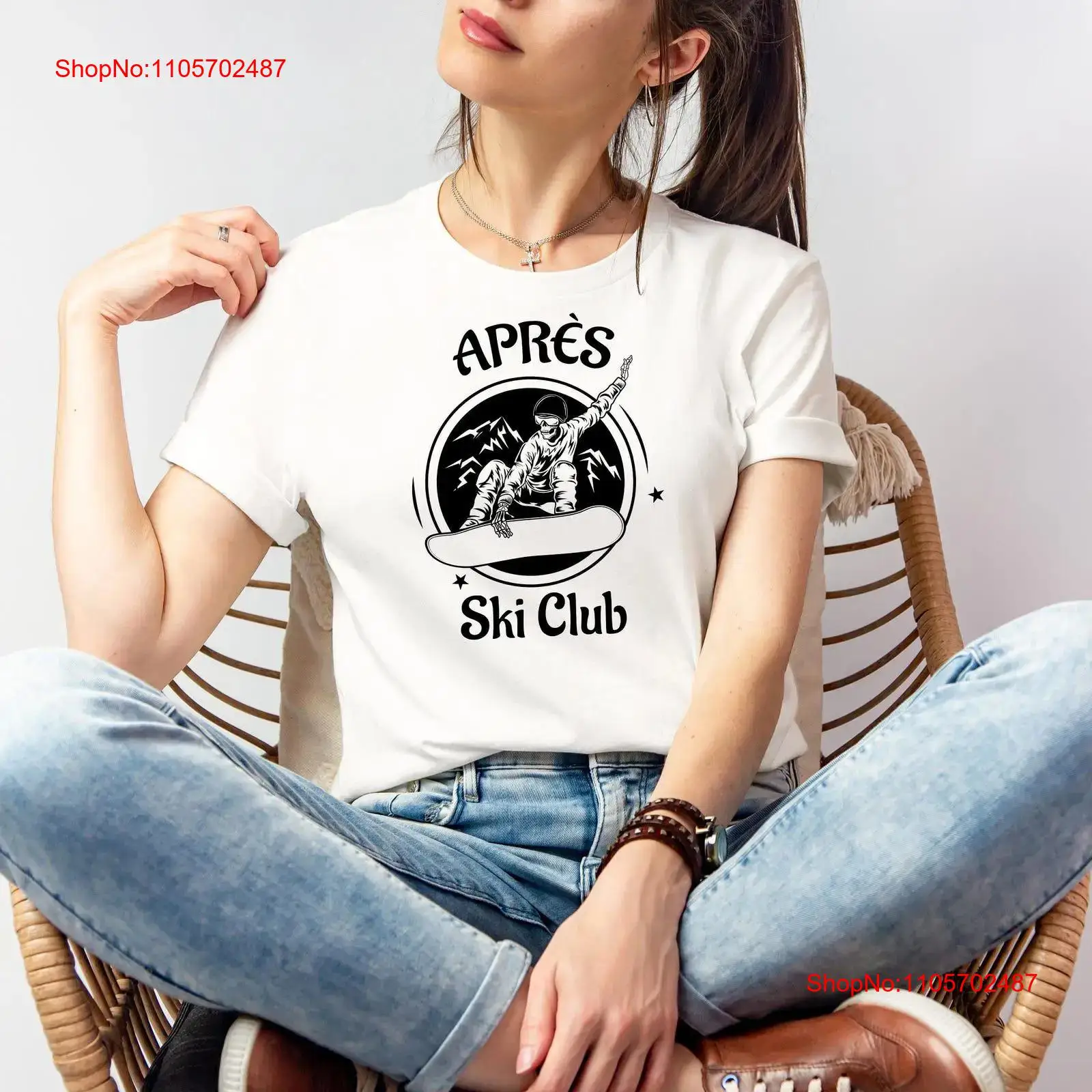 Winter Clothing Ideas - เสื้อยืด Apres Ski Club สไตล์วินเทจสำหรับผู้หญิง ลวดลายอัลไพน์