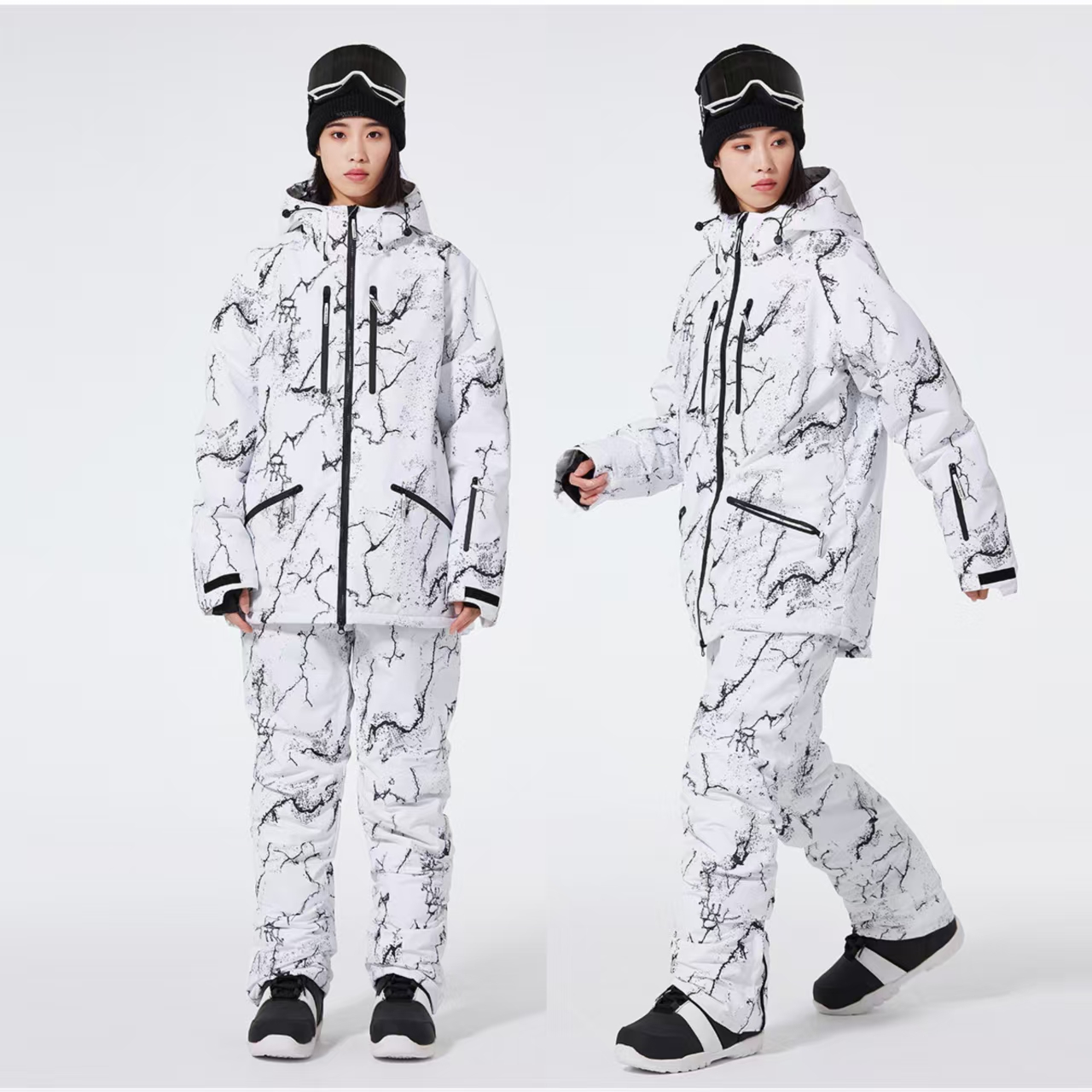 Ski Pants Waterproof - ชุดสกีแฟชั่นใหม่สำหรับผู้ชายและผู้หญิง ชุดกันหิมะสำหรับฤดูหนาว เสื้อแจ็คเก็ตและกางเกงสโนว์บอร์ดแบบกันน้ำ ชุดเล่นหิมะสำหรับผู้หญิง เสื้อผ้าสกีแบบหนาและอุ่น