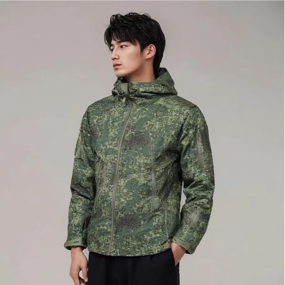 Windproof Jacket Softshell - 5XL 6XL Russion CamouflageยุทธวิธีUniformกลางแจ้งฤดูหนาวทํางานเสื้อผ้าขนแกะเสื้อแจ็คเก็ตWindproofกันน้ําHuntผ้า
