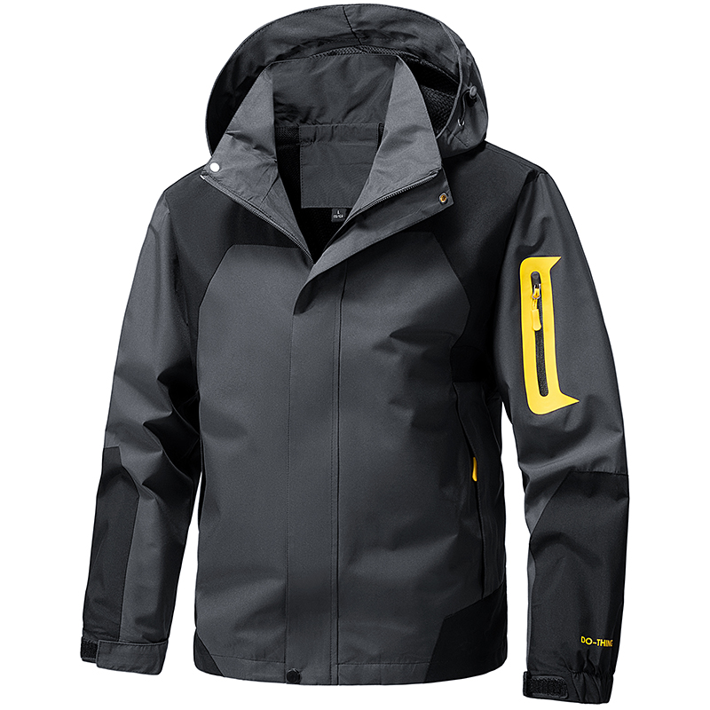Windproof Jacket Softshell - เสื้อแจ็คเก็ตซอฟต์เชลล์สำหรับผู้ชายแบบมีซิป มีฮู้ด กันน้ำ เหมาะสำหรับเดินป่า ตั้งแคมป์ กันลม