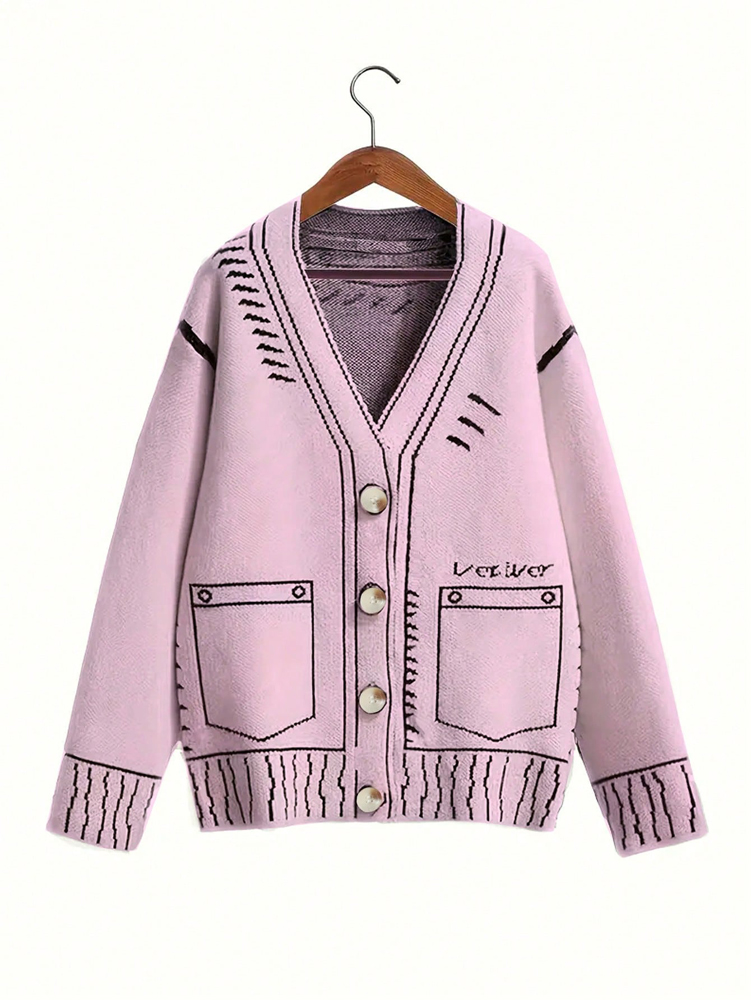 Winter Clothing Deals - PLUS ขนาดผู้หญิงปุ่มเสื้อสเวตเตอร์ถักฤดูใบไม้ร่วงฤดูหนาว Fine Line รูปแบบถักเสื้อสไตล์ Outerwear