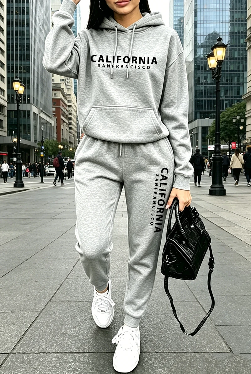 Winter Clothing Usa - ชุดวอร์มผู้หญิงคุณภาพดี พิมพ์ลาย เสื้อฮู้ดลำลอง เสื้อสเวตเชิ้ตสำหรับกิจกรรมกลางแจ้ง เสื้อผ้ากีฬา แฟชั่นฤดูใบไม้ร่วง