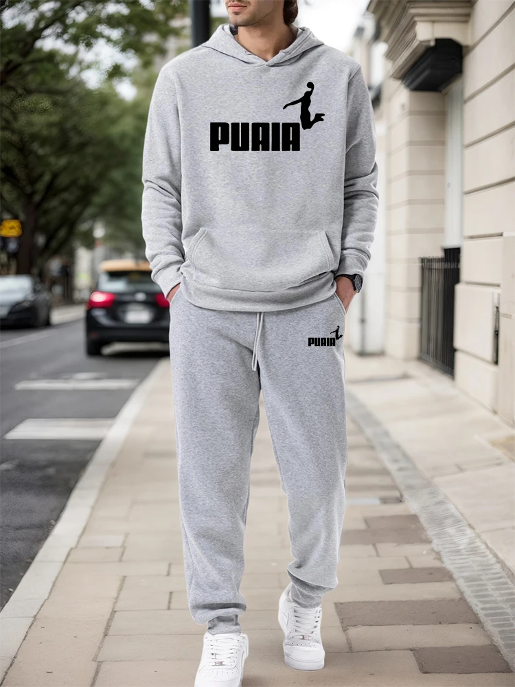 Winter Wear Clothes - ชุดเซ็ตผู้ชาย/เสื้อฮู้ด/กางเกงขายาว ฤดูใบไม้ร่วง-ฤดูหนาว 2026 ชุดลำลองสปอร์ต เสื้อฮู้ดแบบสวมหัวและกางเกงขายาว แฟชั่นแนวสตรีท