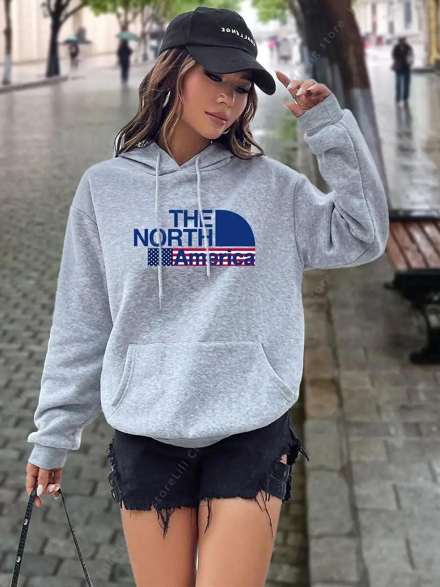 Winter Clothing Drawing - เสื้อฮู้ดผู้หญิง พิมพ์ลายกราฟิกตัวอักษร สตรีทแวร์ ดีไซน์หรูหรา แฟชั่นวัยรุ่น ทันสมัย