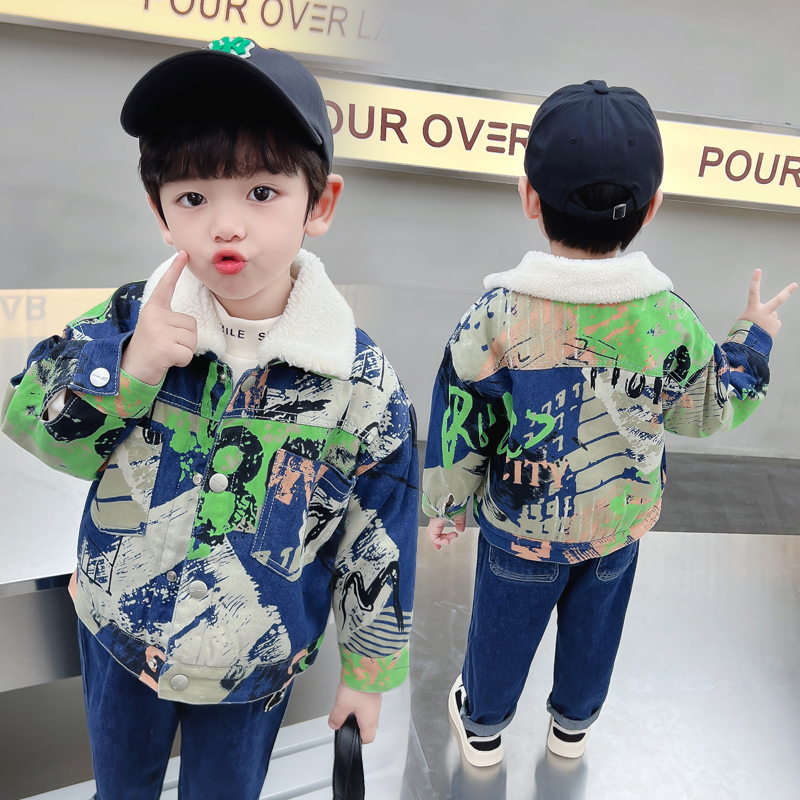 Winter Clothing Drawing - เสื้อแจ็คเก็ตเดนิมเด็กอุ่นสบาย พร้อมขนสำหรับเด็กวัยหัดเดิน เด็กชาย เด็กหญิง เสื้อโค้ทกันหนาว เสื้อคลุมเด็ก