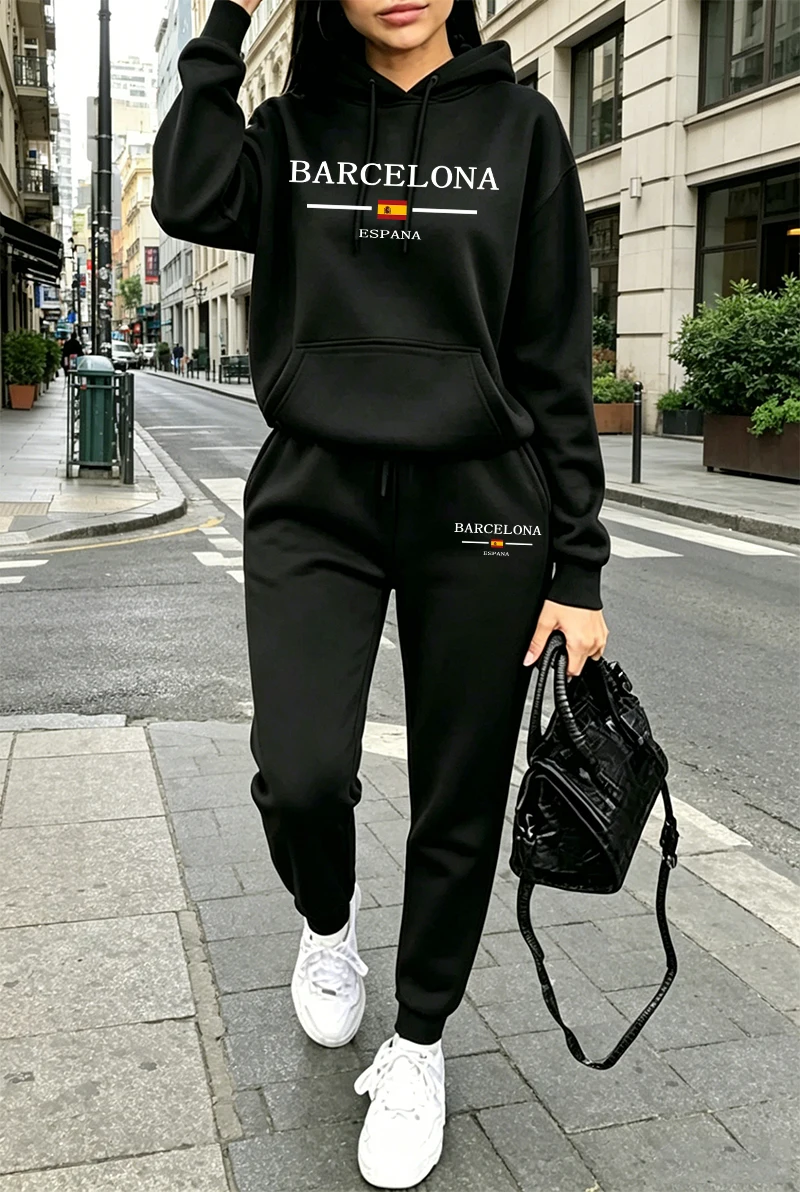 Winter Clothing Usa - ชุดวอร์มแฟชั่นผู้หญิง พิมพ์ลาย เสื้อฮู้ดลำลอง เสื้อสเวตเชิ้ตสำหรับกิจกรรมกลางแจ้ง เสื้อผ้ากีฬา วิ่งจ๊อกกิ้ง