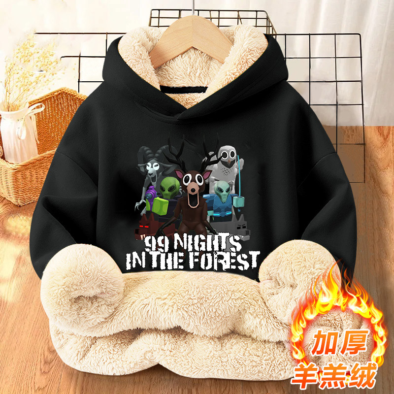 Winter Clothing Game - เสื้อฮู้ดเด็ก 99 คืนในป่า ลายอนิเมะ เสื้อกันหนาวมีฮู้ดหนา เสื้อสวมหัวลำลองสำหรับฤดูหนาว