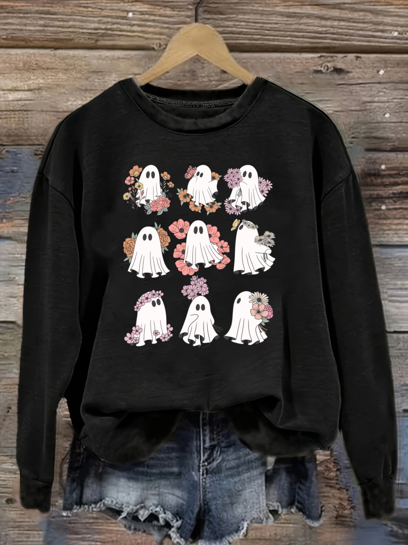 เสื้อยืดแขนยาวคอกลมลายดอกไม้แล - Winter Clothing Usa บทวิจารณ์และราคา