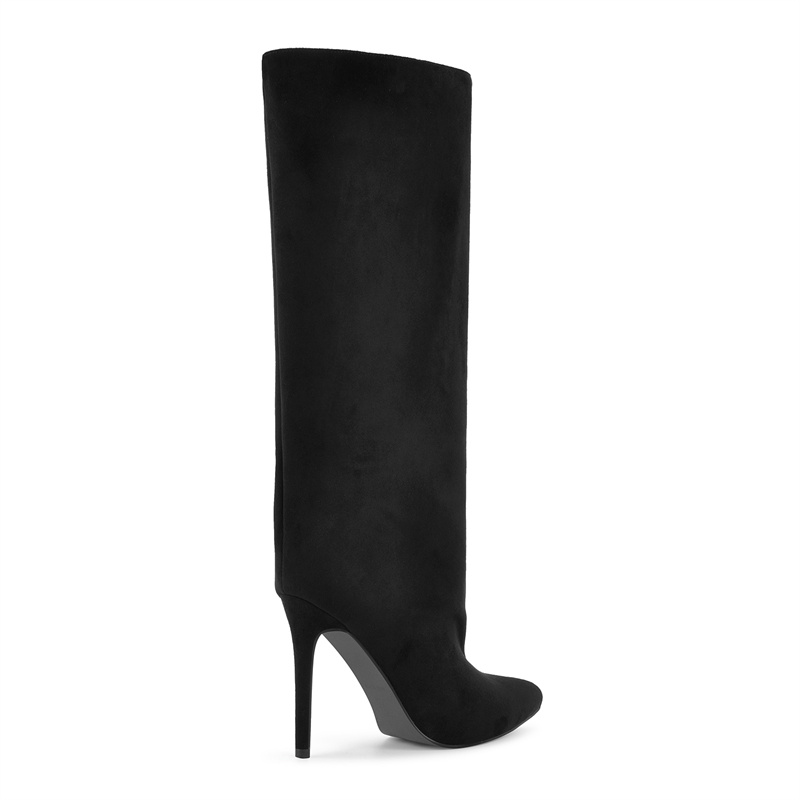 รองเท้าบูทหุ้มข้อสูงสีดำหนังกล - Winter Clothing Ladies บทวิจารณ์และราคา