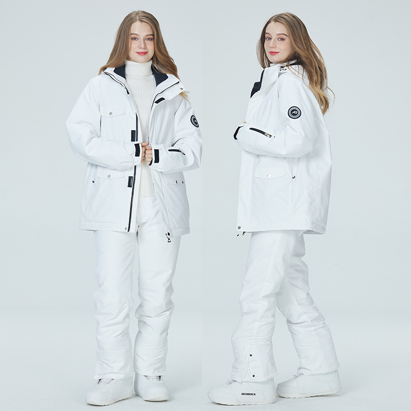 10K Pure White ชุดสกีสําหรับผู - Ski Pants Waterproof บทวิจารณ์และราคา