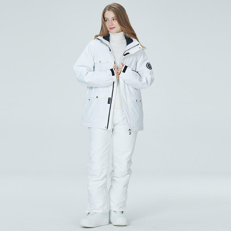10K Pure White ชุดสกีสําหรับผู - Ski Pants Waterproof บทวิจารณ์และราคา