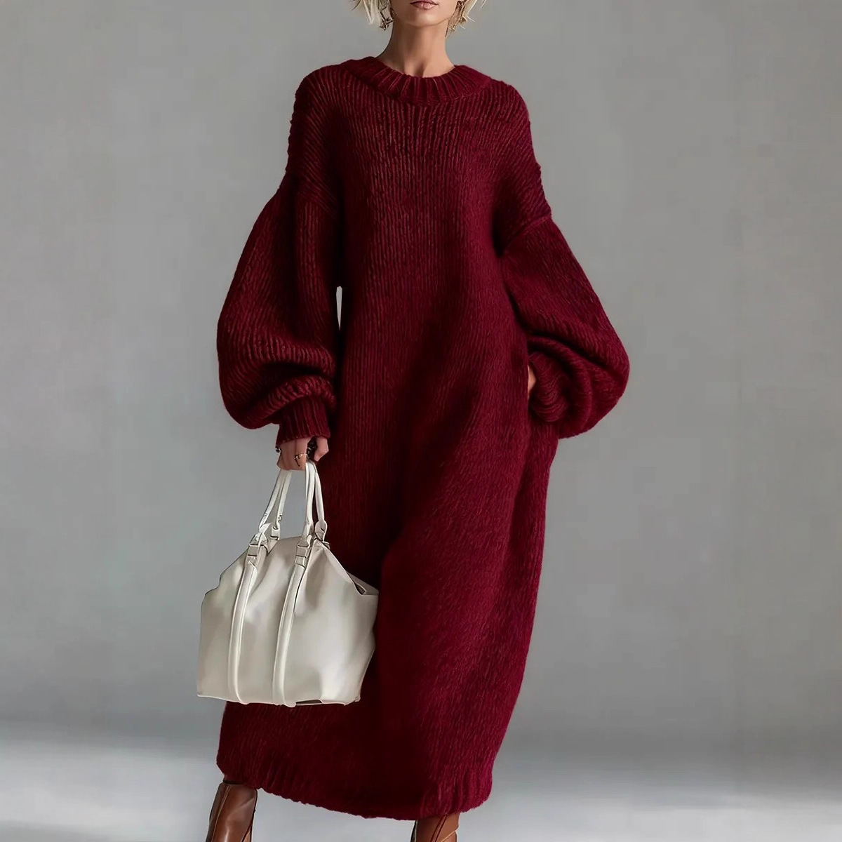 เดรสสเวตเตอร์ทรงหลวมแขนกระดิ่ง - Winter Clothing H&M บทวิจารณ์และราคา