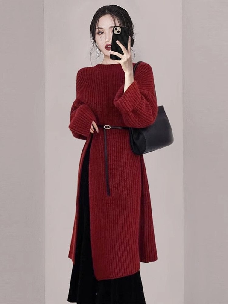 เดรสไหมพรมสีแดงสำหรับผู้หญิง ด - Winter Clothing H&M บทวิจารณ์และราคา