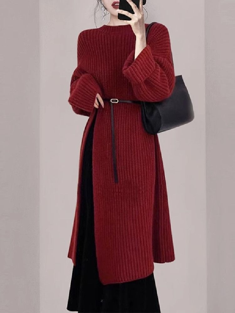 เดรสไหมพรมสีแดงสำหรับผู้หญิง ด - Winter Clothing H&M บทวิจารณ์และราคา